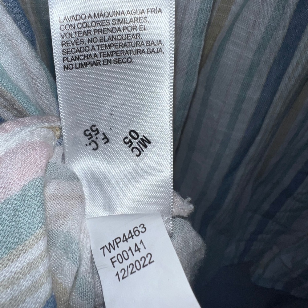 Lucky Brand Women S/P pastel Multi Color Striped Henley Empire Waist Top - Picture 5 of 6
